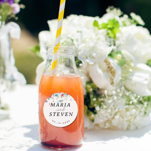 wilde bloemen chique vintage bruiloft ronde sticker