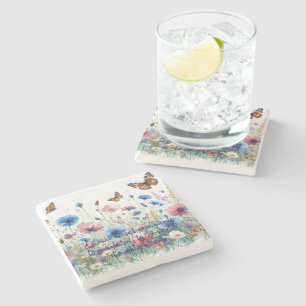 Wilde bloemen & citaat stenen onderzetter