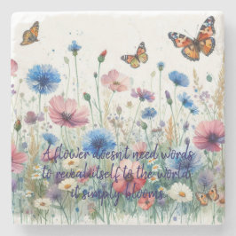 Wilde bloemen & citaat stenen onderzetter