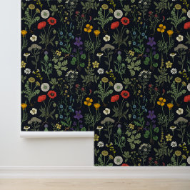 Wilde bloemen collage behang