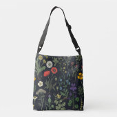 Wilde bloemen collage crossbody tas (Achterkant)