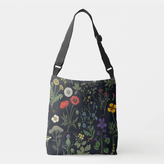 Wilde bloemen collage crossbody tas (Voorkant)