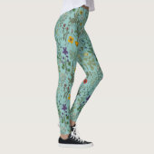 Wilde bloemen collage op blauw leggings (Rechts)