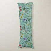 Wilde bloemen collage op blauw lichaamskussen (Voorkant Verticaal)