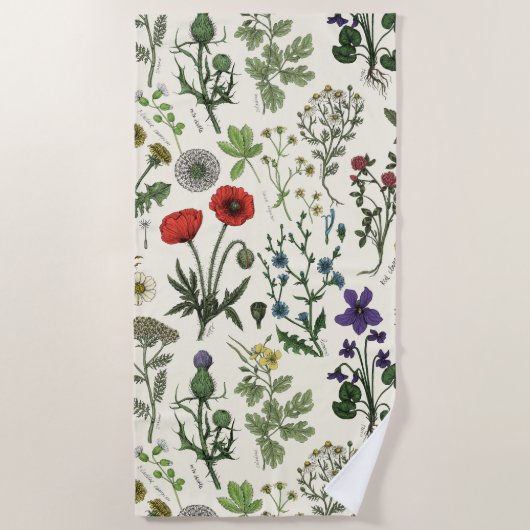 Wilde bloemen collage strandlaken (Voorkant)