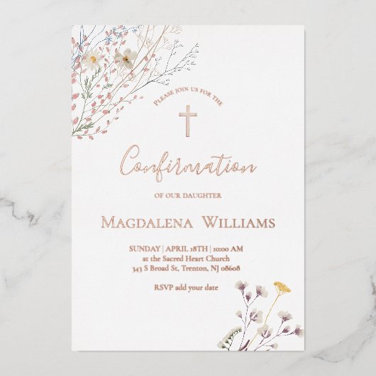 wilde bloemen | Confirmatie Uitnodiging (Voorkant)