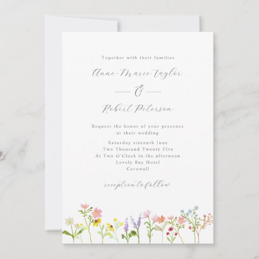 wilde bloemen Cottcore Calligrafie Weddenschap Kaart (Voorkant)