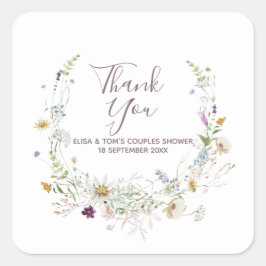 Wilde bloemen Couples Shower Bedankt Sticker