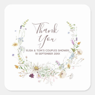 Wilde bloemen Couples Shower Bedankt Sticker