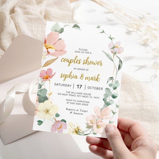Wilde bloemen Couples Shower Invitation Kaart