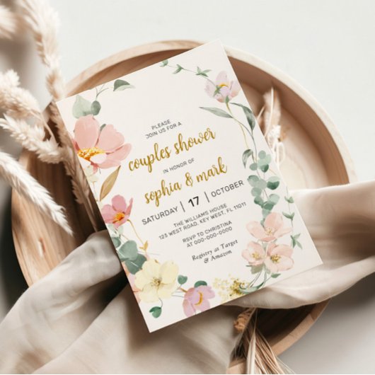 Wilde bloemen Couples Shower Invitation Kaart