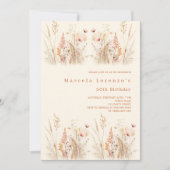 Wilde bloemen crème perzik boho verjaardag kaart (Voorkant)