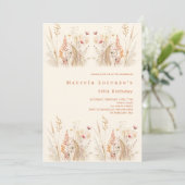 Wilde bloemen crème perzik boho verjaardag kaart (Staand voorkant)