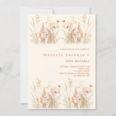 Wilde bloemen crème perzik boho verjaardag kaart (Voorkant)