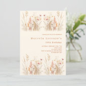 Wilde bloemen crème perzik boho verjaardag kaart (Staand voorkant)