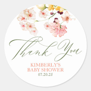 Wilde Bloemen Cute Bruiloftsshower Bedankt Ronde Sticker
