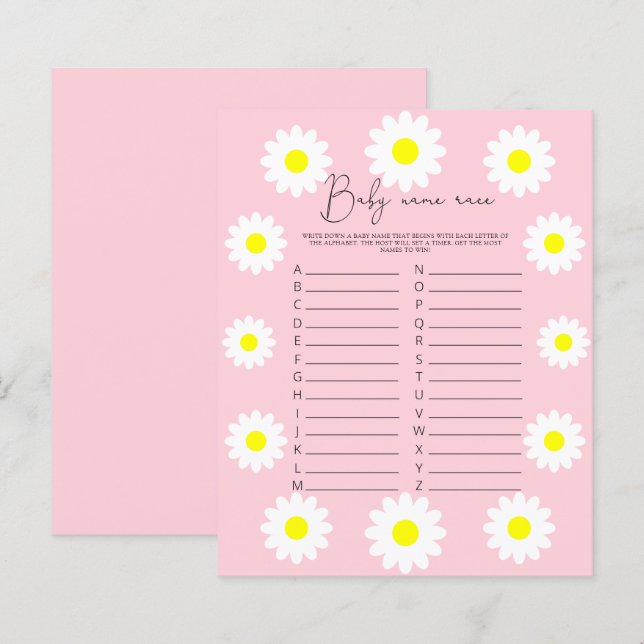 Wilde bloemen Daisy - Baby name race game (Voorkant / Achterkant)