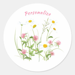  wilde bloemen Daisy Carnroze Ronde Sticker