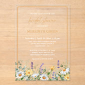 Wilde bloemen Daisy Lavender Botanisch Vrijgezelle Acryl Uitnodigingen (Voorkant)