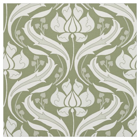 Wilde bloemen Damask Olive Green Stof (Swatch)
