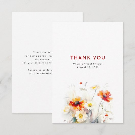 Wilde Bloemen Dank Je Bedankkaart (Voorkant / Achterkant)