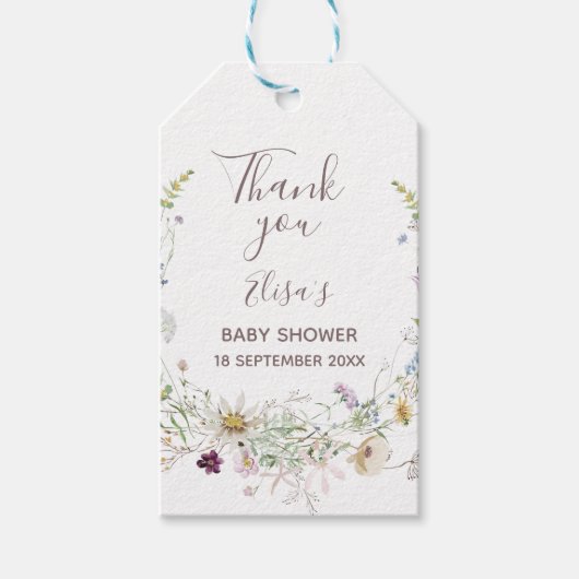 Wilde bloemen Dank je label, Gift Label Cadeaulabel (Voorkant)