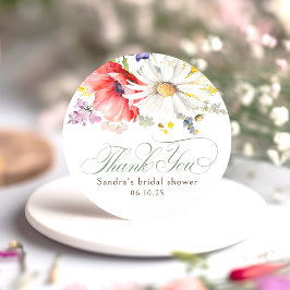 Wilde Bloemen Dank Je Ronde Sticker