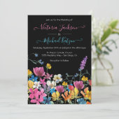 Wilde bloemen Dark Meadow Wedding Kaart (Staand voorkant)