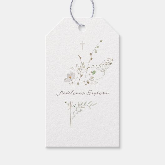 wilde bloemen delicaat boeket Doop Cadeaulabel (Voorkant)