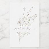 wilde bloemen delicaat boeket Doop Wijn Etiket (Enkel label)