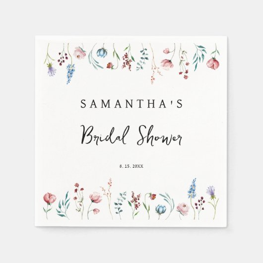 Wilde bloemen delicate tuin bruidsshower servet (Voorkant)