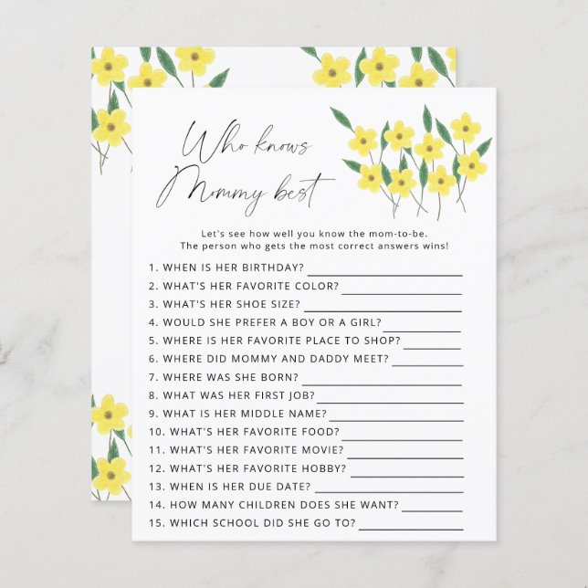 Wilde bloemen die het beste mama-spel kennen (Voorkant / Achterkant)