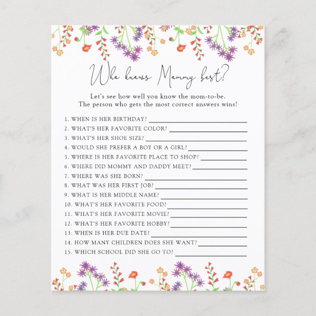 Wilde bloemen die het beste weten van MOMMY (Voorkant)