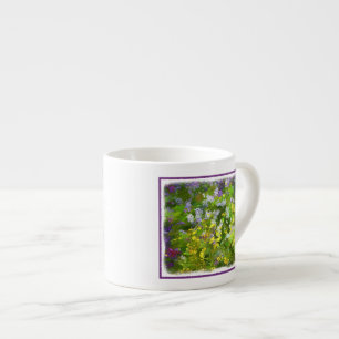 Wilde bloemen die het schilderen van de natuur hin espresso kop