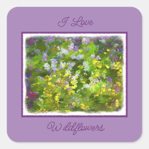 Wilde bloemen die het schilderen van de natuur hin vierkante sticker