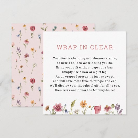 Wilde bloemen display douchewikkel in helder kaart (Voorkant / Achterkant)