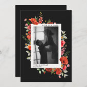 Wilde Bloemen Donkere Bruiloft Foto Bewaar de Datu Save The Date (Voorkant / Achterkant)