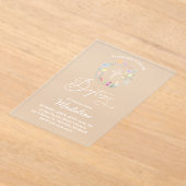 wilde bloemen | Doop baby meisje Acryl Uitnodigingen (Laagn)