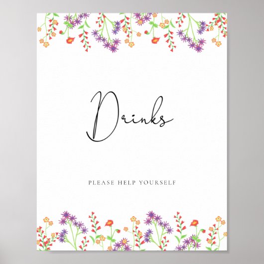 Wilde bloemen Drinken helpen jezelf Poster (Voorkant)