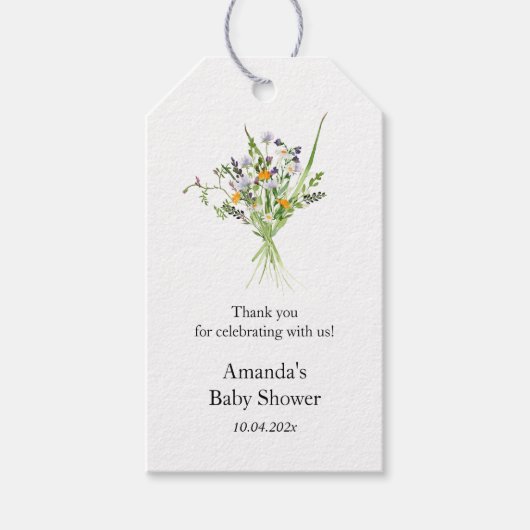 Wilde bloemen Elegant Baby shower Favor Gift Label Cadeaulabel (Voorkant)