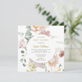 Wilde bloemen Elegant Baby shower Invitation Kaart (Staand voorkant)