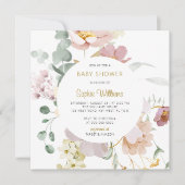 Wilde bloemen Elegant Baby shower Invitation Kaart (Voorkant)