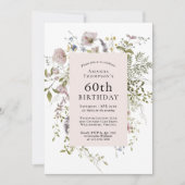 Wilde bloemen Elegant Botanische 60e verjaardag Kaart (Voorkant)