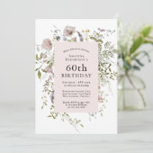 Wilde bloemen Elegant Botanische 60e verjaardag Kaart (Staand voorkant)
