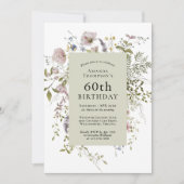 Wilde bloemen Elegant Botanische 60e verjaardag Kaart (Voorkant)