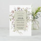 Wilde bloemen Elegant Botanische 60e verjaardag Kaart (Staand voorkant)