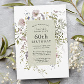 Wilde bloemen Elegant Botanische 60e verjaardag Kaart