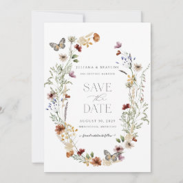 Wilde bloemen Elegant Waterverf Floral & Butterfy Save The Date