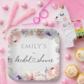 Wilde bloemen Elegante bruids douche Papieren bord (Feest)