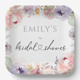 Wilde bloemen Elegante bruids douche Papieren bord